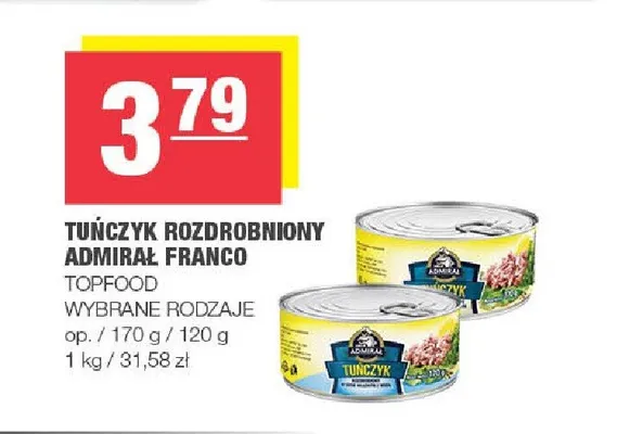 Tuńczyk rozdrobniony w oleju Admirał Franco promocja w SPAR