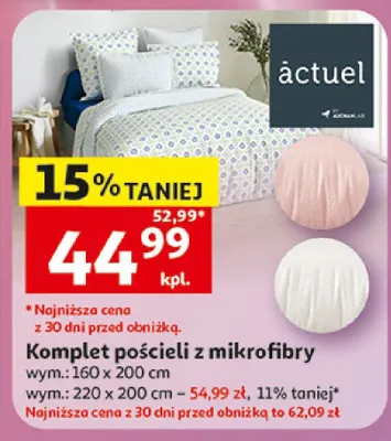 Komplet pościeli z mikrofibry actuel 220x200cm promocja w Auchan