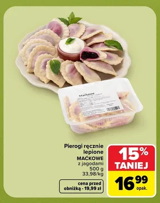 Pierogi ręcznie lepione Maćkowe z jagodami promocja w Carrefour