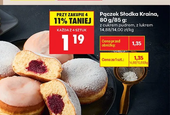 Pączek Słodka Kraina z lukrem promocja w Biedronka