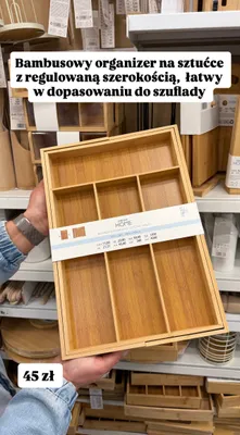 Bambusowy organizer na sztućce z regulowaną szerokością promocja w Pepco