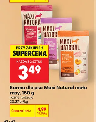 Karma dla psa Maxi Natural małe rasy wołowina z przepiórką i borówką promocja w Biedronka