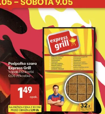 Podpałka szara Express Grill 32 kostki promocja w Delikatesy Centrum