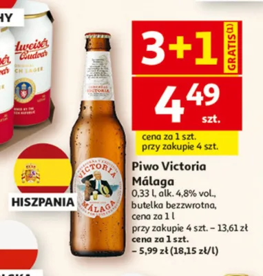 Piwo Victoria Málaga 330 ml promocja w Auchan