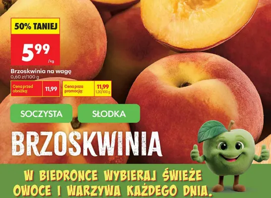 Brzoskwinia na wagę promocja w Biedronka
