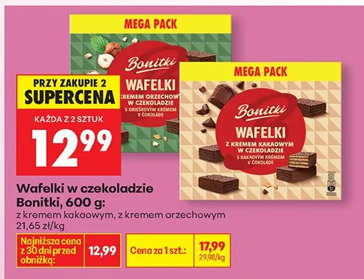 Wafelki w czekoladzie z kremem kakaowym promocja w Biedronka