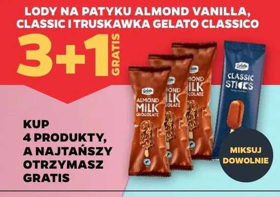 Lody na patyku Almond Vanilla, Classic, Truskawka promocja w Netto