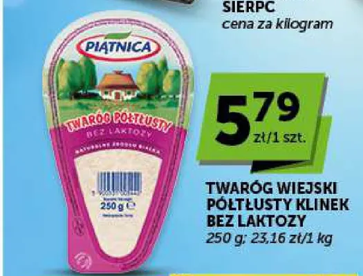 Twaróg wiejski półtłusty klinek bez laktozy Piątnica promocja w Euro Sklep