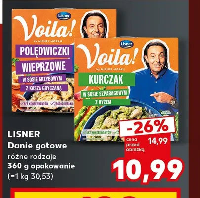 Danie gotowe Voila! polędwiczki wieprzowe w sosie grzybowym z kaszą gryczaną Lisner promocja w Kaufland