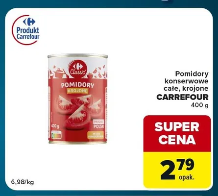 Pomidory konserwowe całe Carrefour Classic promocja w Globi