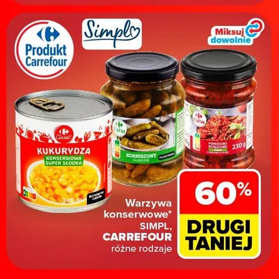 Warzywa konserwowe Simpl Carrefour promocja w Carrefour