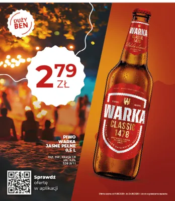 Piwo Warka Jasne Pełne promocja w Duży Ben