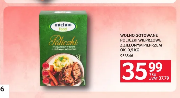 Wolno gotowane policzki wieprzowe z zielonym pieprzem ok. 0,5 kg Michna Food promocja w Selgros