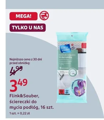 Ściereczki Flink&Sauber do mycia podłóg, 16 szt. promocja w Rossmann