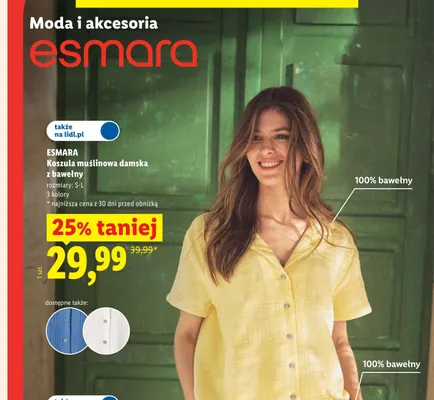 Koszula muślinowa damska Esmara promocja w Lidl