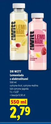 Lemoniada z elektrolitami Dr Witt cytryna-liczi promocja w Lidl