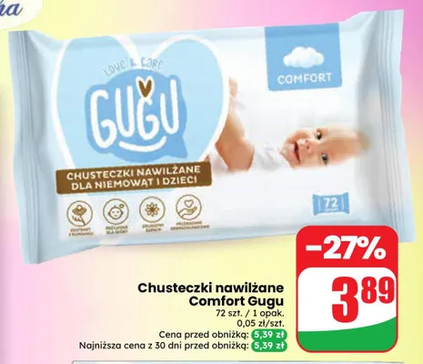 Chusteczki nawilżane Comfort Gugu promocja w Dino