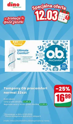 Tampony procomfort normal promocja w Dino