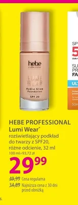 Rozświetlający podkład do twarzy z SPF20 HEBE PROFESSIONAL Lumi Wear promocja w Hebe