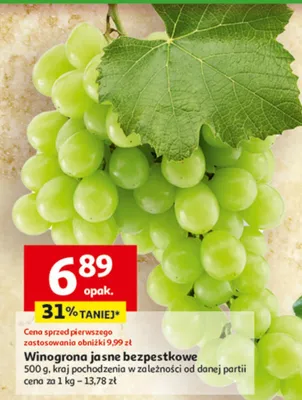 Winogrona jasne bezpestkowe promocja w Auchan