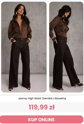 Jeansy damskie High Waist Szerokie z Bawełną Renee promocja w Renee