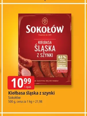 Kiełbasa śląska z szynki Sokołów promocja w Leclerc