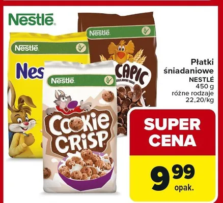 Płatki śniadaniowe Nesquik, Cookie Crisp promocja w Carrefour