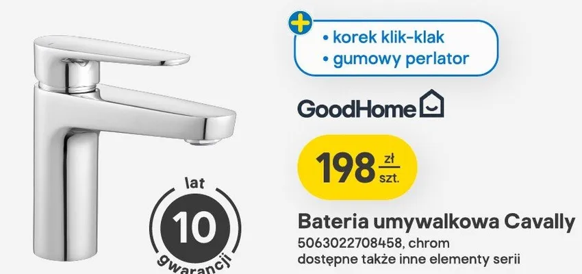 Bateria umywalkowa GoodHome Cavally chrom promocja w Castorama