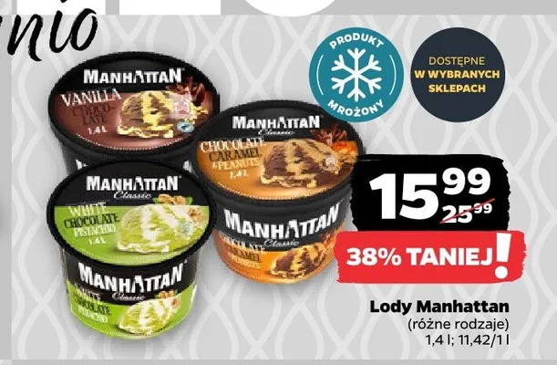 Lody Manhattan White Chocolate Pistachio promocja w Netto
