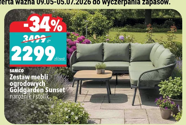 Zestaw mebli ogrodowych Goldgarden Sunset narożnik i stolik SANICO promocja w Biedronka Home