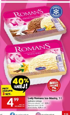 Lody Romans waniliowo-czekoladowe Ice-Mastry promocja w Twój Market