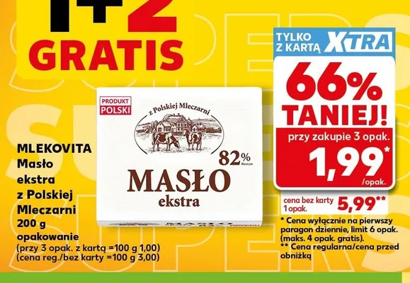 Masło ekstra z Polskiej Mleczarni Mlekovita promocja w Kaufland