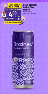 Napój gazowany Brainer Stay Focused promocja w POLOmarket