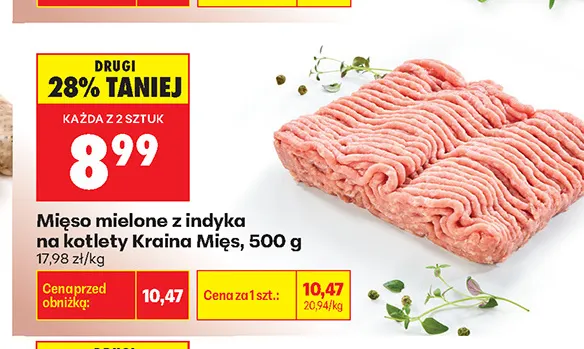 Mięso mielone z indyka na kotlety Kraina Mięs promocja w Biedronka