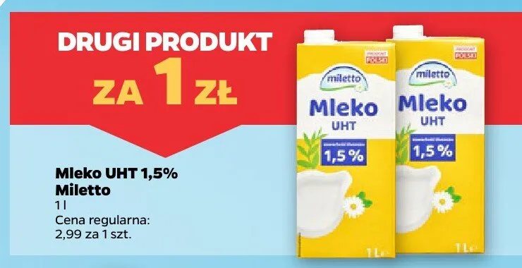 Mleko UHT 1,5% promocja w Netto