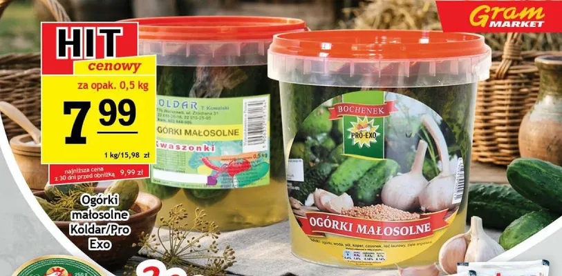 Ogórki małosolne Pro Exo promocja w Gram Market