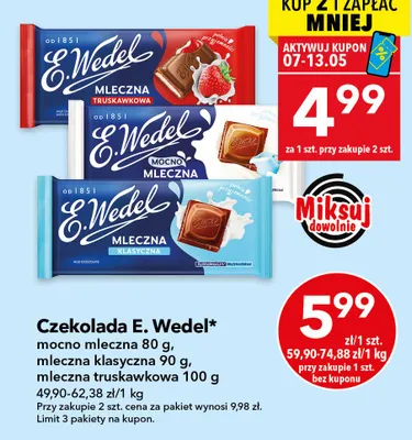 Czekolada E.Wedel mocno mleczna promocja w LEWIATAN