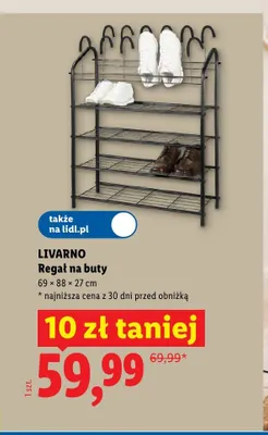 Regał na buty LIVARNO 69x88x27cm promocja w Lidl