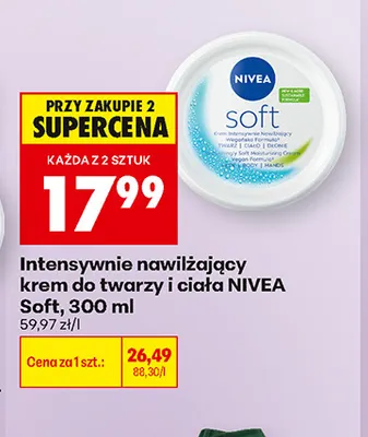 Intensywnie nawilżający krem do twarzy i ciała Nivea Soft promocja w Biedronka