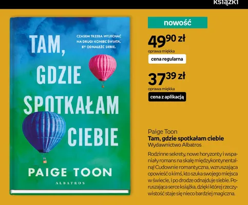 Książka Tam, gdzie spotkałam ciebie Paige Toon promocja w Empik