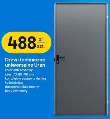 Drzwi techniczne uniwersalne Uran 80 cm promocja w Castorama
