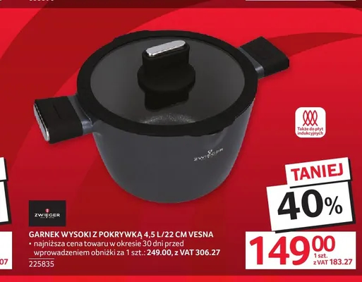Garnek wysoki z pokrywką Zwieger Vesna 4,5 l promocja w Selgros