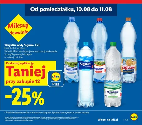 Woda gazowana Saguaro promocja w Lidl