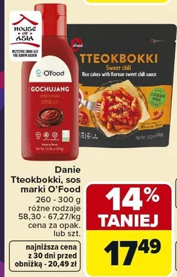 Danie tteokbokki, sos marki O'Food promocja w Carrefour Market
