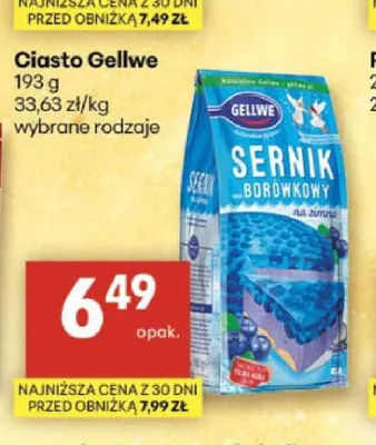 Sernik borówkowy na zimno Gellwe promocja w Delikatesy Centrum
