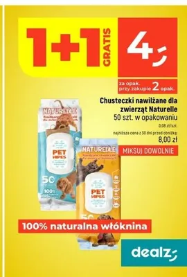 Chusteczki nawilżane dla zwierząt Naturelle promocja w Dealz