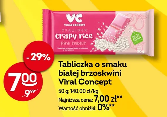 Tabliczka o smaku białej brzoskwini Viral Concept promocja w Żabka