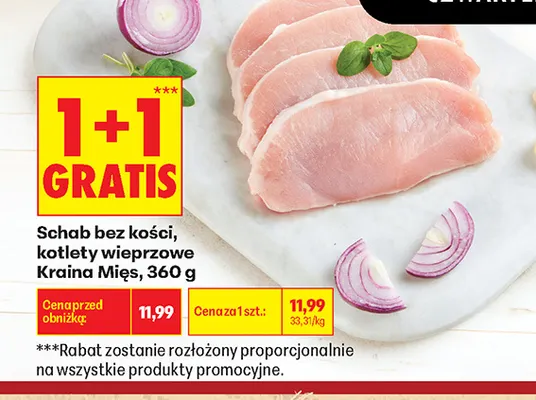 Schab bez kości kotlety wieprzowe Kraina Mięs promocja w Biedronka