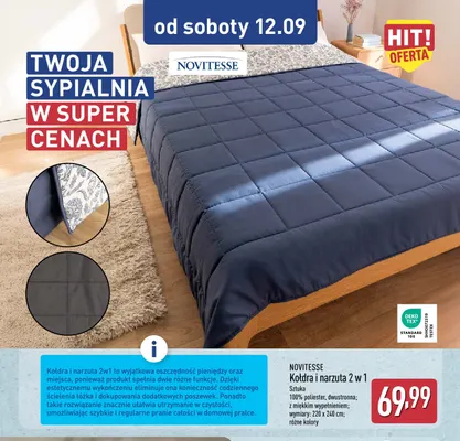 Kołdra i narzuta 2 w 1 Novitesse 220x240 cm promocja w Aldi