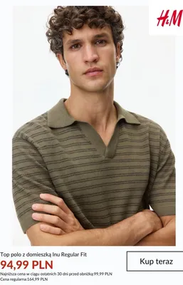 Top polo z domieszką lnu Regular Fit H&M promocja w H&M